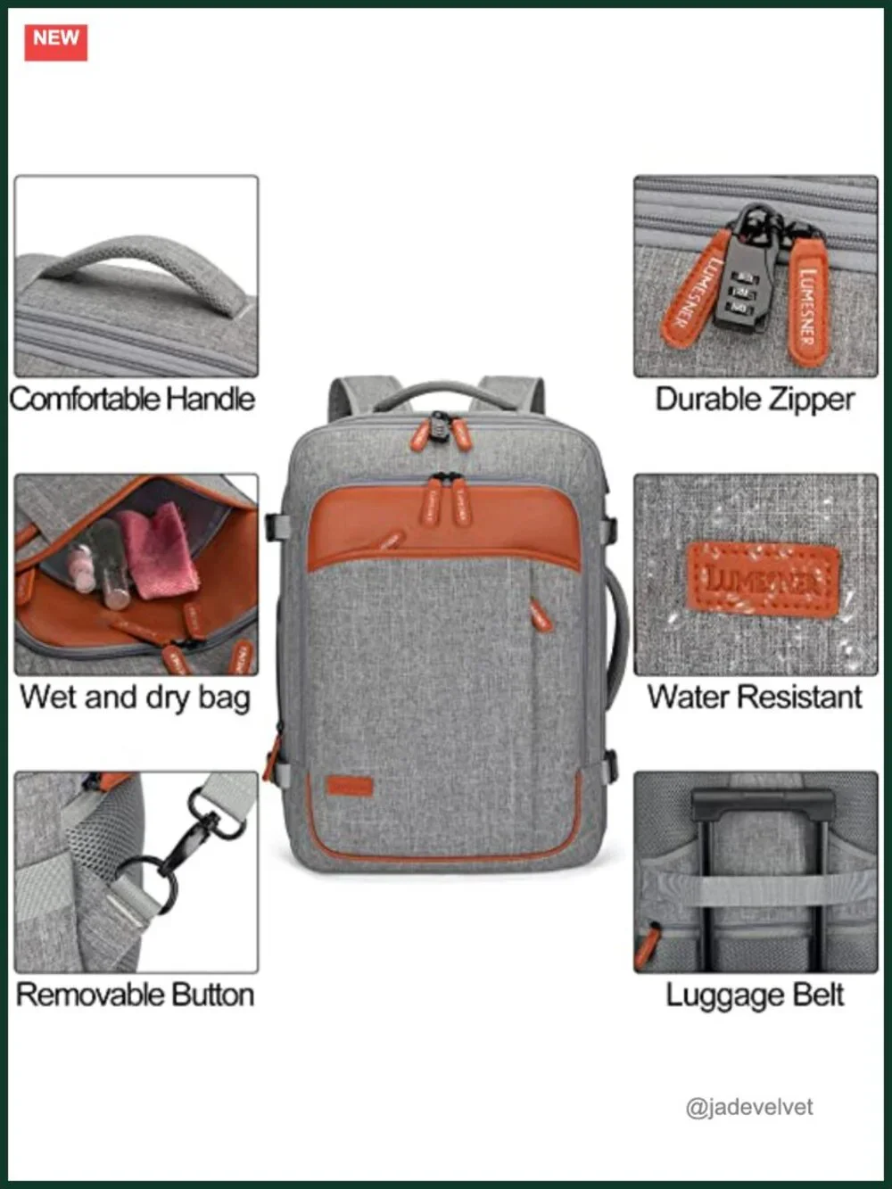 Extra Large 40L Expandable Travel Backpack with 4 Packing Cubes, Laptop